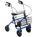Déambulateur 4 roues pliable, rollator en acier inoxydable, siège rembourré en PU, poignée réglable, bleu