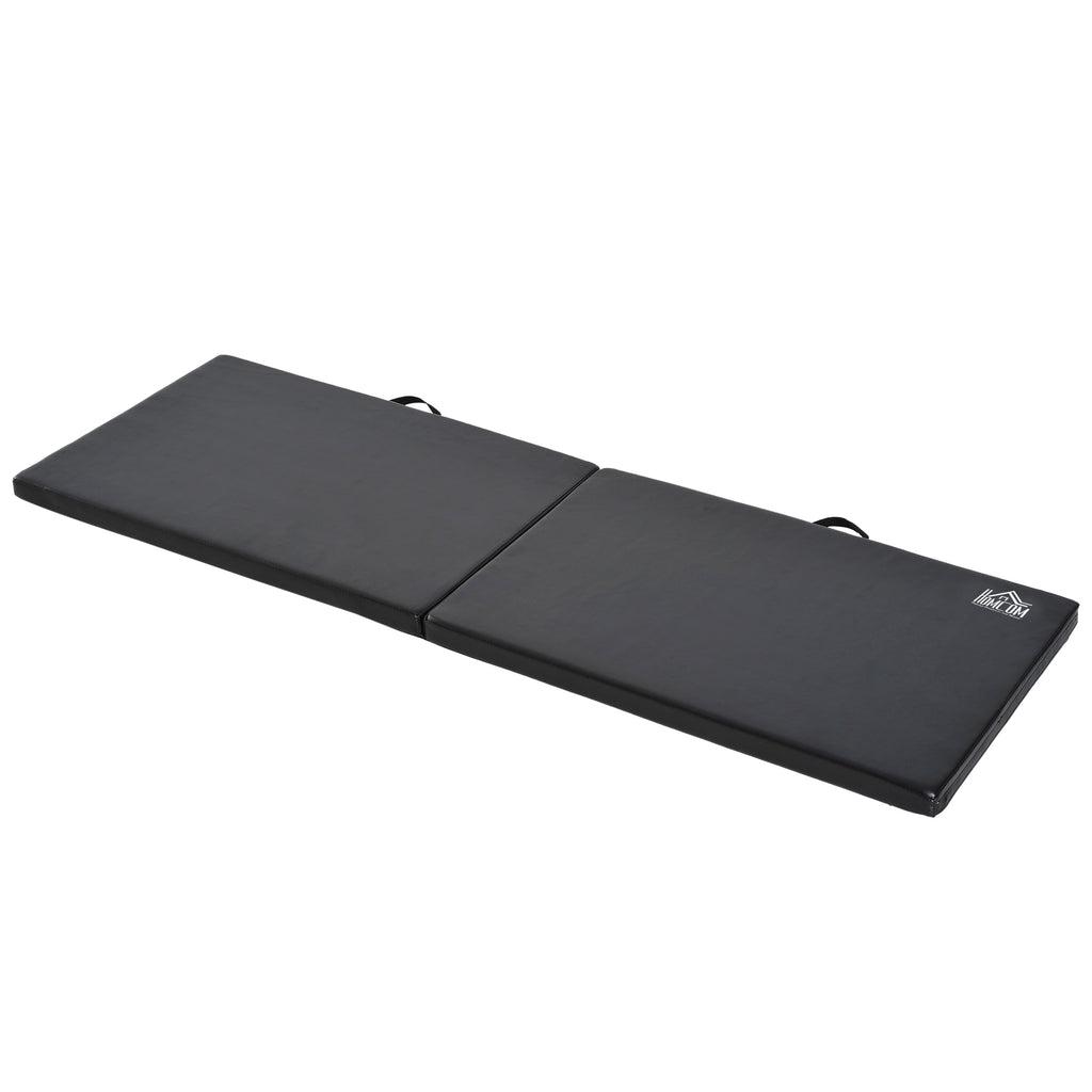 Tapis de gymnastique yoga pilates fitness pliable portable grand confort 180L x 60l x 5H cm revêtement synthétique noir