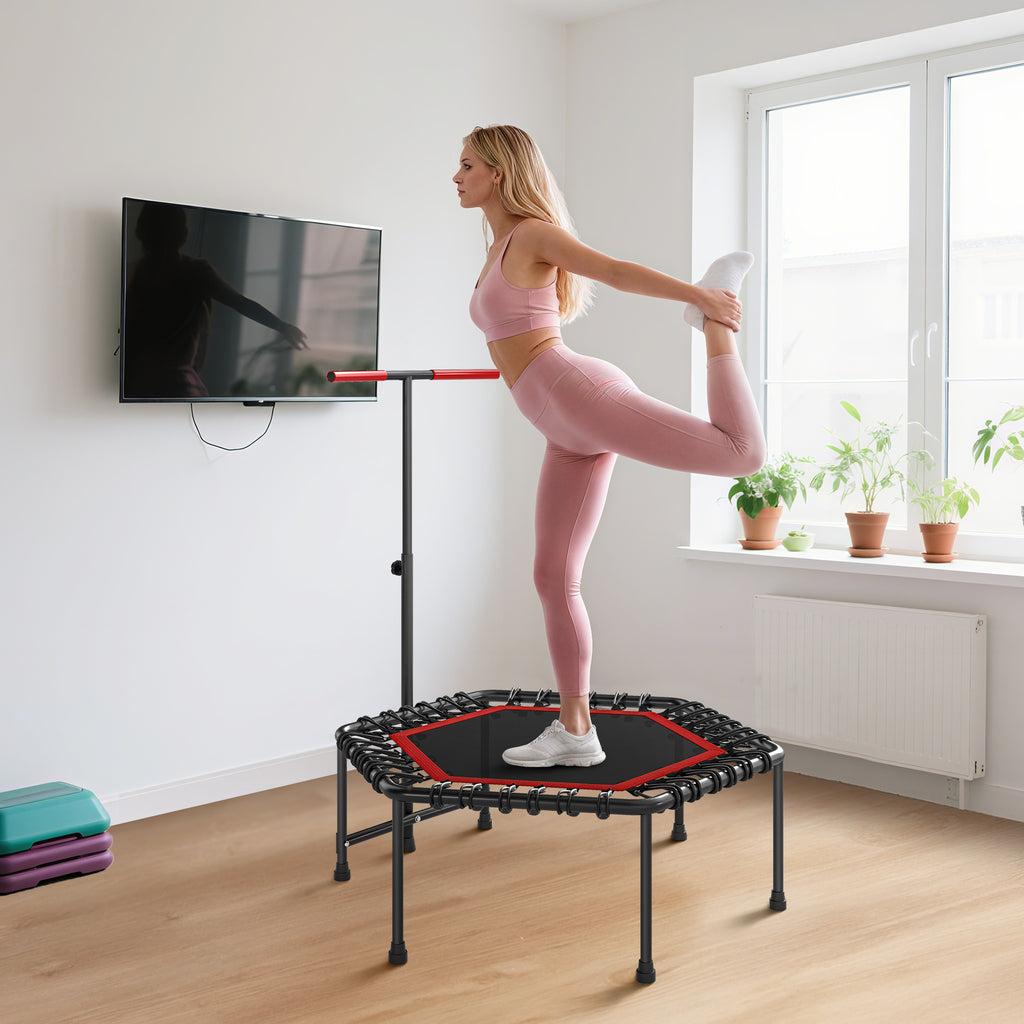 Fitness-trampoliini tukikahvalla, 114 cm, punainen
