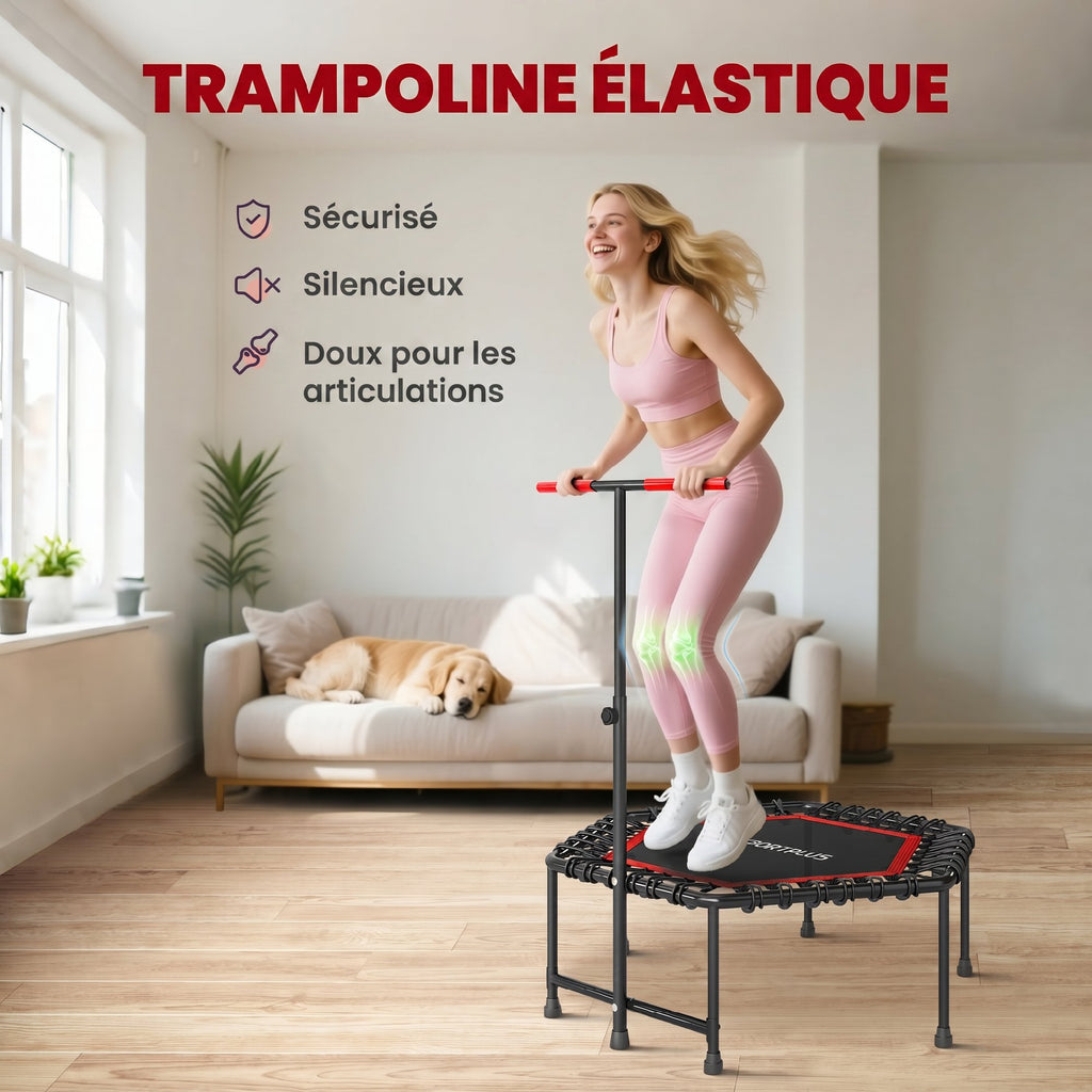 Fitness-trampoliini tukikahvalla, 114 cm, punainen