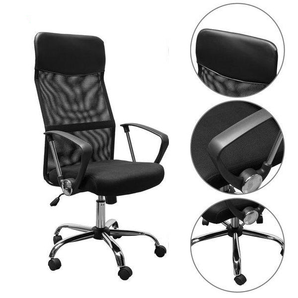 Ergonomic office chair with raised back - black-1