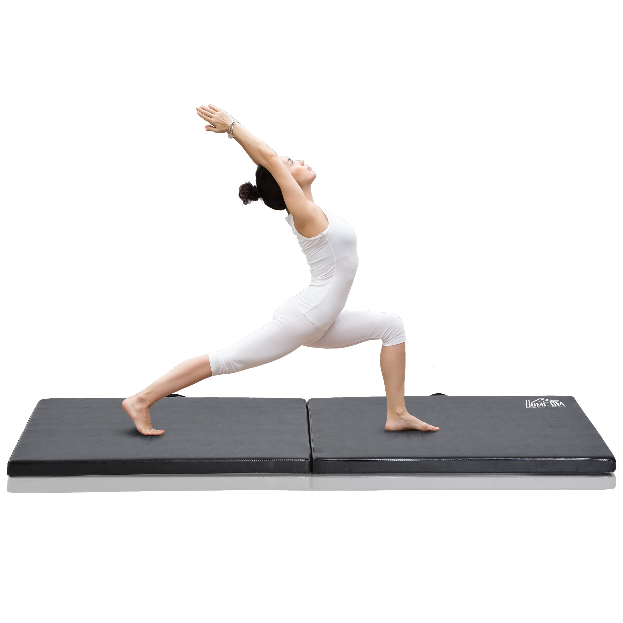 Tapis de gymnastique yoga pilates fitness pliable portable grand confort 180L x 60l x 5H cm revêtement synthétique noir