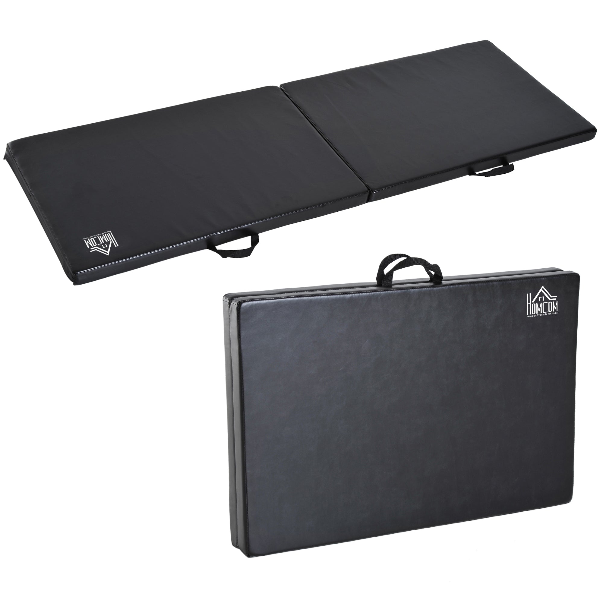 Tapis de gymnastique yoga pilates fitness pliable portable grand confort 180L x 60l x 5H cm revêtement synthétique noir