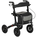 Déambulateur 4 roues pliable, rollator en aluminium léger, siège rembourré, dossier, poignée réglable, 69x64x98,5cm noir