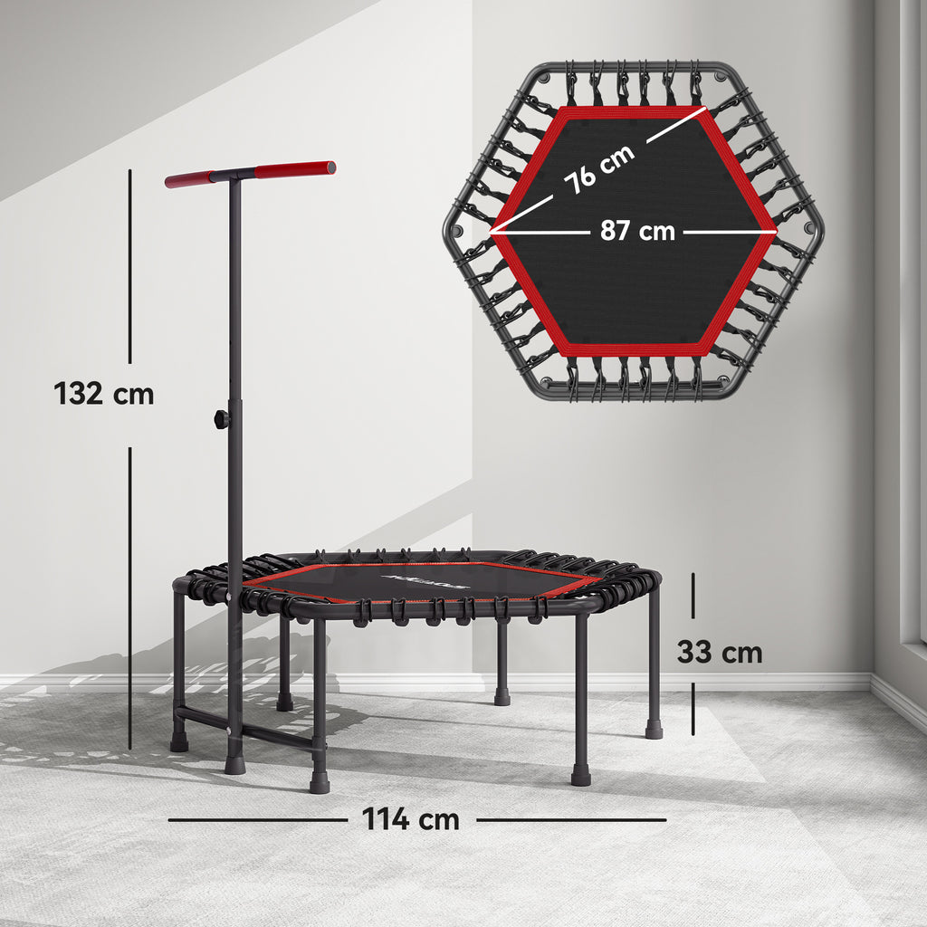 Fitness-trampoliini tukikahvalla, 114 cm, punainen